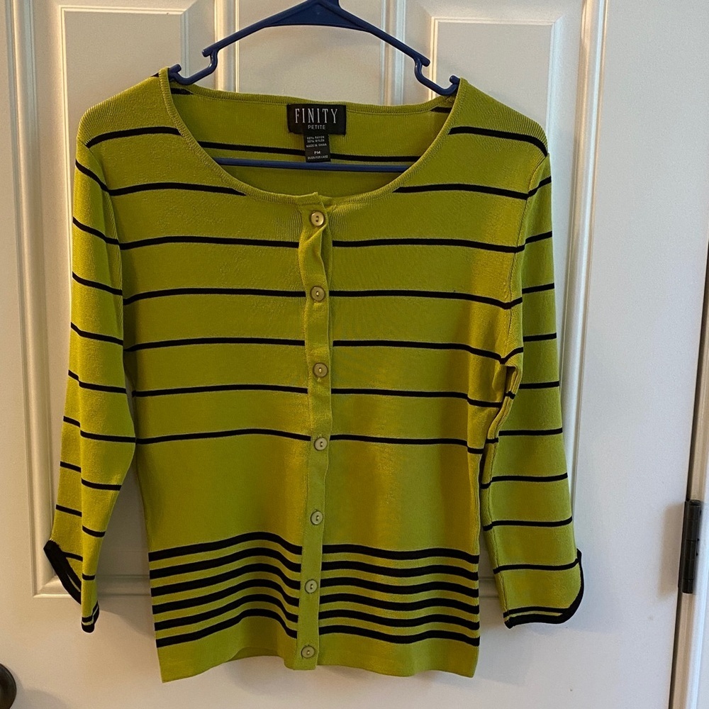 Finity Women's Lime and Black Striped Cardigan